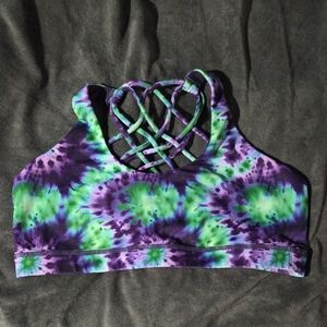 Constantly Varied Gear Tie-Dye Purple & Green Crisscross Sports Bra